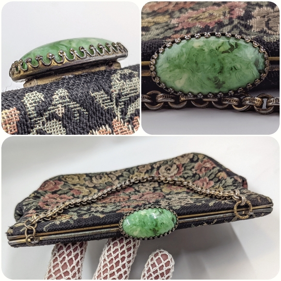 *SOLD* Vtg/Antique Petit Point Edwardian tapestry bag - Picture 8 of 8